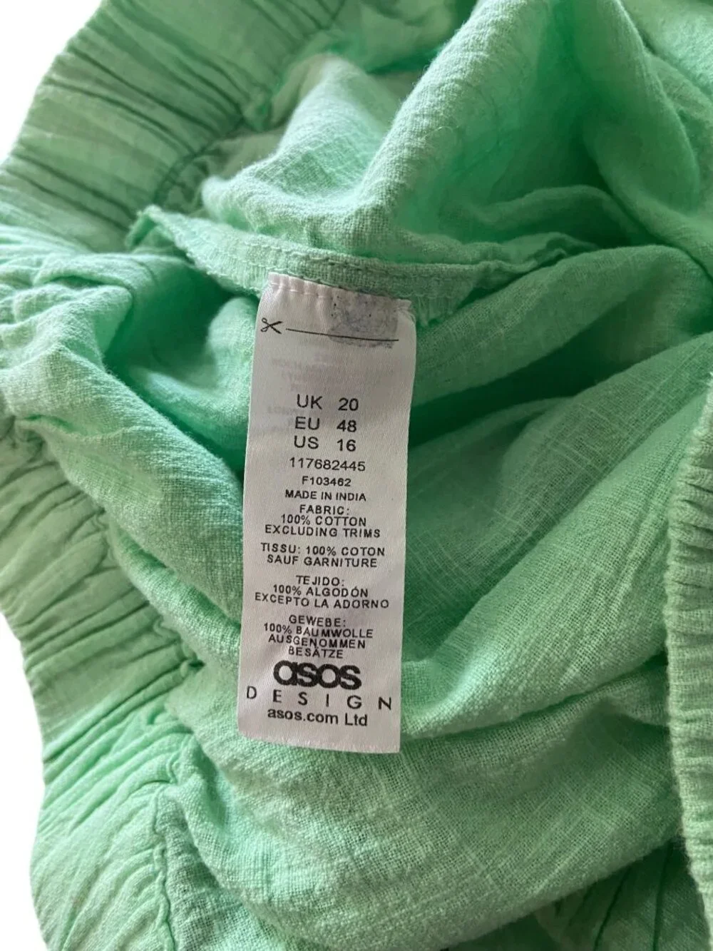 Asos Design Gauzy Pull-On Shorts Green Size 16 Summer Beach Vacation Resortwear